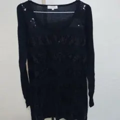 ブラック スパンコール付き ストライプ ニット長袖　Mサイズ 未使用