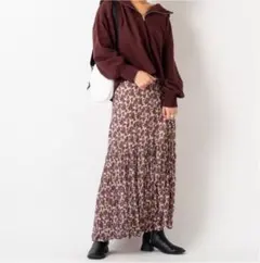 Kastane 花柄ティアードスカート　ロングスカート　紫