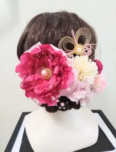 和装髪飾り(濃ピンク芍薬)　和装　洋装　結婚式　成人式　卒業式　振袖　謝恩会