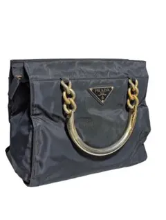 PRADA プラダ メタルハンドル ハンドバッグ 三角ロゴ ナイロン Y2K