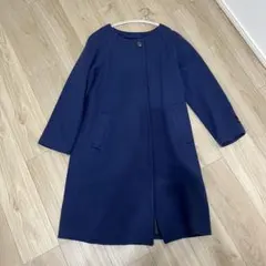 SHIPS ネイビー ノーカラーコート