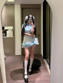水色 チャイナ コスプレ　ハロウィン チャイナドレスコスプレ 衣装 仮装 新品