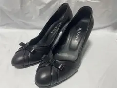 Diana ダイアナ　リボン　ヒール　ブラック　天然皮革　エナメル　中古