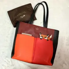 【匿名配送/希少】kate spade/トートバッグ/狐/きつね/マルチカラー