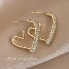 新品 ハート フープピアス ラインストーン 冠婚葬祭 卒業式 入学式 ブライダル
