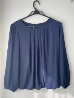 ネイビー 長袖ブラウス 3L
