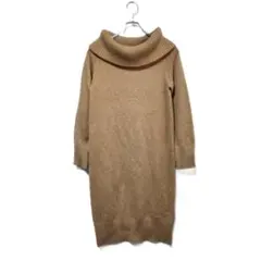 ユニクロ ニットワンピース L ブラウン オフタートル 長袖 秋冬 柔らか 防寒
