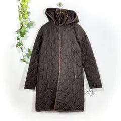 LAVENHAM ラベンハム キルティングコート フード 茶色 36 英国製 ▼