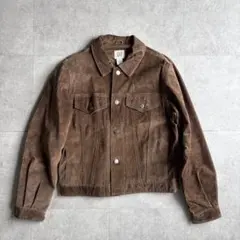 90s 白タグ GAP 本革 スエードジャケット ブラウン Sサイズのサムネイル