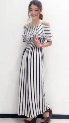 mysty woman ストライプ　コンビネゾン オールインワン ロンパース