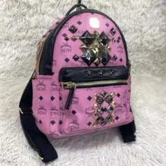 美品‼️MCM バックパック　リュック　スタッズ　ヴィセトス　レザー　ロゴ金具