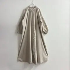 GU ジーユー バンドカラーシャツワンピース ベージュ 美品 ボリューム袖【L】