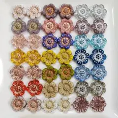 チェコビーズ　プラムフラワー　花　14mm　2ケ×21色=42ケ