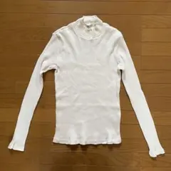 ユニクロ リブハイネックT ホワイト S