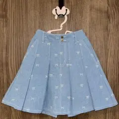 新品タグ付き　メゾピアノ　リボン刺しゅう　タックスカパン　サックス　130cm
