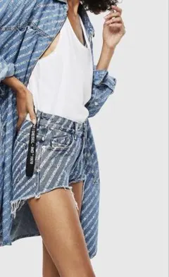 DIESEL ロゴプリント デニムショートパンツ