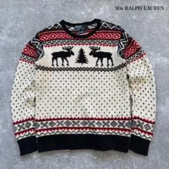 【POLO RALPH LAUREN】90s カシミヤ混 ノルディック柄 ニット