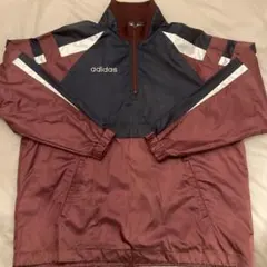 【希少カラー】adidas ナイロンジャケット バーガンディ/ネイビー