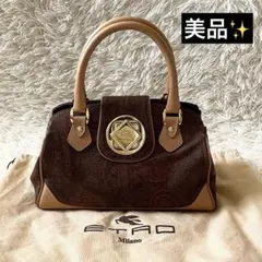 美品✨ETRO エトロ　ハンドバッグ　ペガサス　ペイズリー　レザー　ターンロックのサムネイル