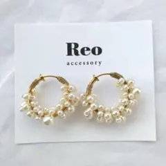 №1870パールフープイヤリング