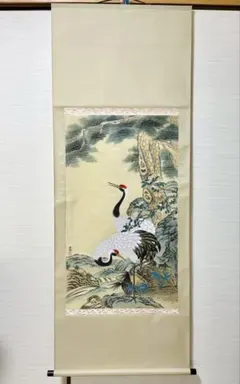 田中針水 日本画 童子図 折鶴遊び 子ども人物像 額装 箱付 大判作品