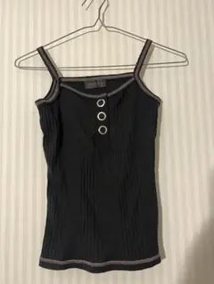 INCEDDE 黒タンクトップ リブ編み ボタン付き y2k