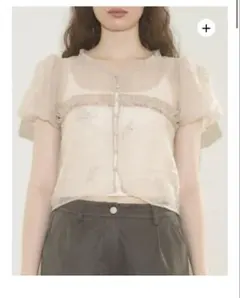 muguet flower embroidery sheer blouseのサムネイル