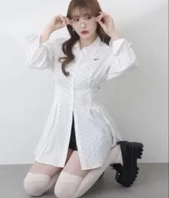 NICE CLAUP バックレースアップシャツワンピースのサムネイル
