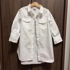 ☆美品☆プティマイン　白長袖ロング丈シャツ　羽織り　サイズ110