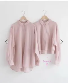 LOWRYSFARM シアーシャツLS ショート丈ピンク