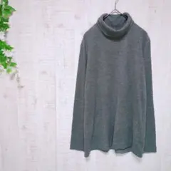 【美品】 ユニクロ グレー XL タートルネック トップス カットソー ゆったり