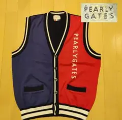 PEARLY GATES パーリーゲイツ ゴルフ ニットベスト ブルー×ピンク