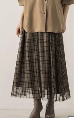 ドロワット ロートレアモンフロッキーチェックスカート　新品　2 茶　匿名配送