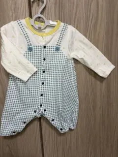 BABYDOLL 水色チェックロンパース　長袖