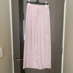 ピンク　柄　ワイドパンツ