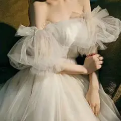パフスリーブ　ホワイト　白　結婚式　ウエディング　つけ袖　フォト