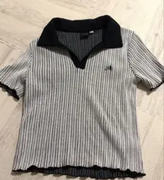 MOUSSY マウジー　リブ　半袖　トップス　黒白　ストライプ　y2kのサムネイル