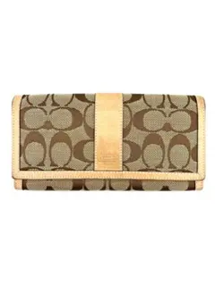 COACH シグネチャー柄 長財布 ブラウン/ベージュ