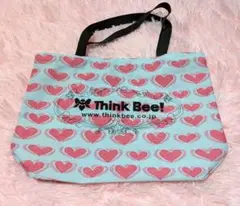 Think Bee! トートバッグ ハート柄 ライトブルー