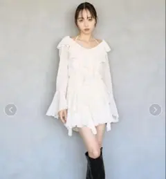 シフォンフリルミニコンビワンピース