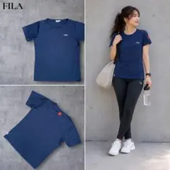 FILA フィラ 吸汗速乾 メッシュ 半袖 Tシャツ M 紺 トレーニングウェアのサムネイル