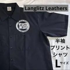 Langlitz Leathers 半袖プリント　ワークシャツ　Lサイズ　黒のサムネイル