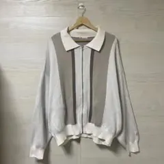 【JaVa】レトロ＆モダンな配色！オーバーサイズニットジップブルゾン