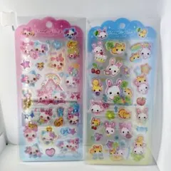 フワフワらびちゃん　まじかるみゅーちゃん　ドロップジュエリーシール　平成女児