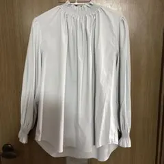今日明日のみお値下げanyFAMスタンドカラー シャーリング長袖ブラウス ブルー