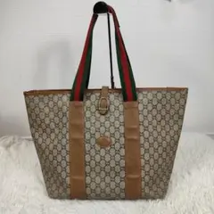 GUCCI トートバッグ　gg柄　シェリーライン　グッチプラス　肩掛け　A4収納