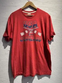 シングル USA CURLING 赤 Tシャツ