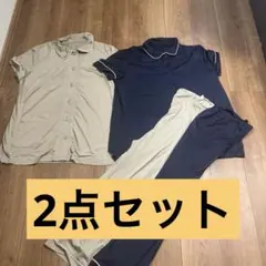 ネイビー パジャマセット 襟付き ボタン付き　マタニティー産前産後　妊婦　M L