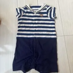 ミキハウス ストライプ セーラー襟 ロンパース サイズ70 M-5　半袖