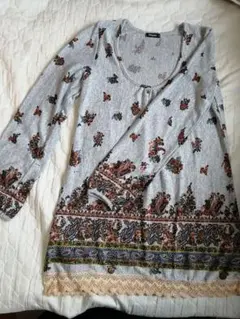 長袖ニット　カットソー　トップス　グレー　Lサイズ